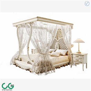 European light luxury double bed 3d model